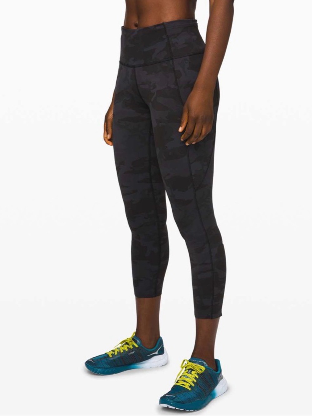 Lululemon Size 6 Fast and Free Crops Leggings Incognito Camo Multi Grey